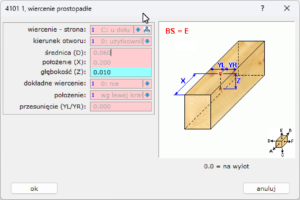 Edycja wierceń - filtrowanie wg kryterium głębokości wiercenia