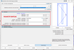 Okna, drzwi podcięcie podwalin - parametry domyślne podcięć