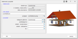 okno właściwości przydział
