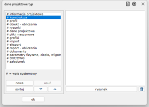 okno zarzadzania kategoriami
