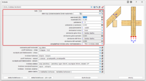 Okno definicji parametrów krokwi - sekcja geometria